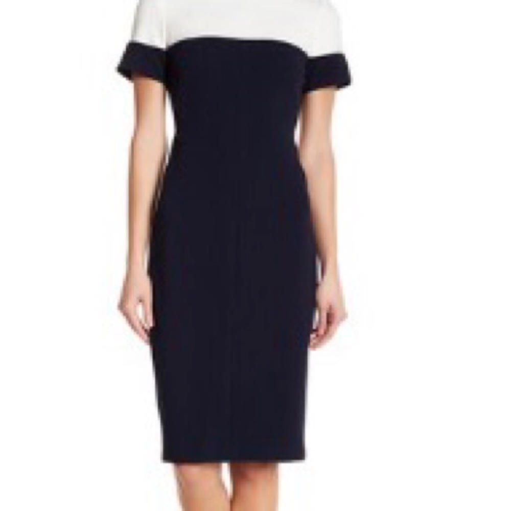 Adrianna Papell Short Sleeve Crepe Sheath Dress